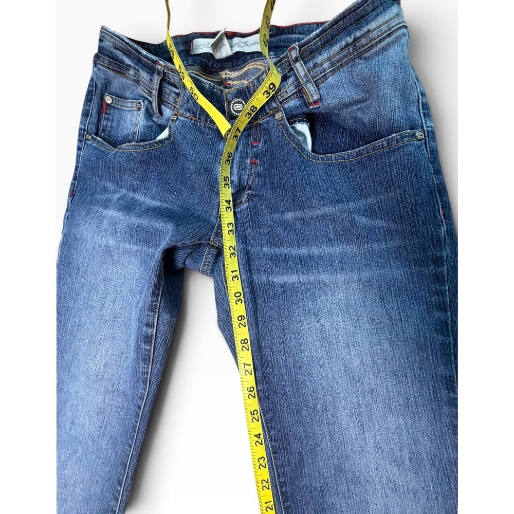 Ecko Red Denim Foundry Y2K Bootcut Jeans Blue Embroidered Rhino Logo Size 5 - Picture 6 of 7